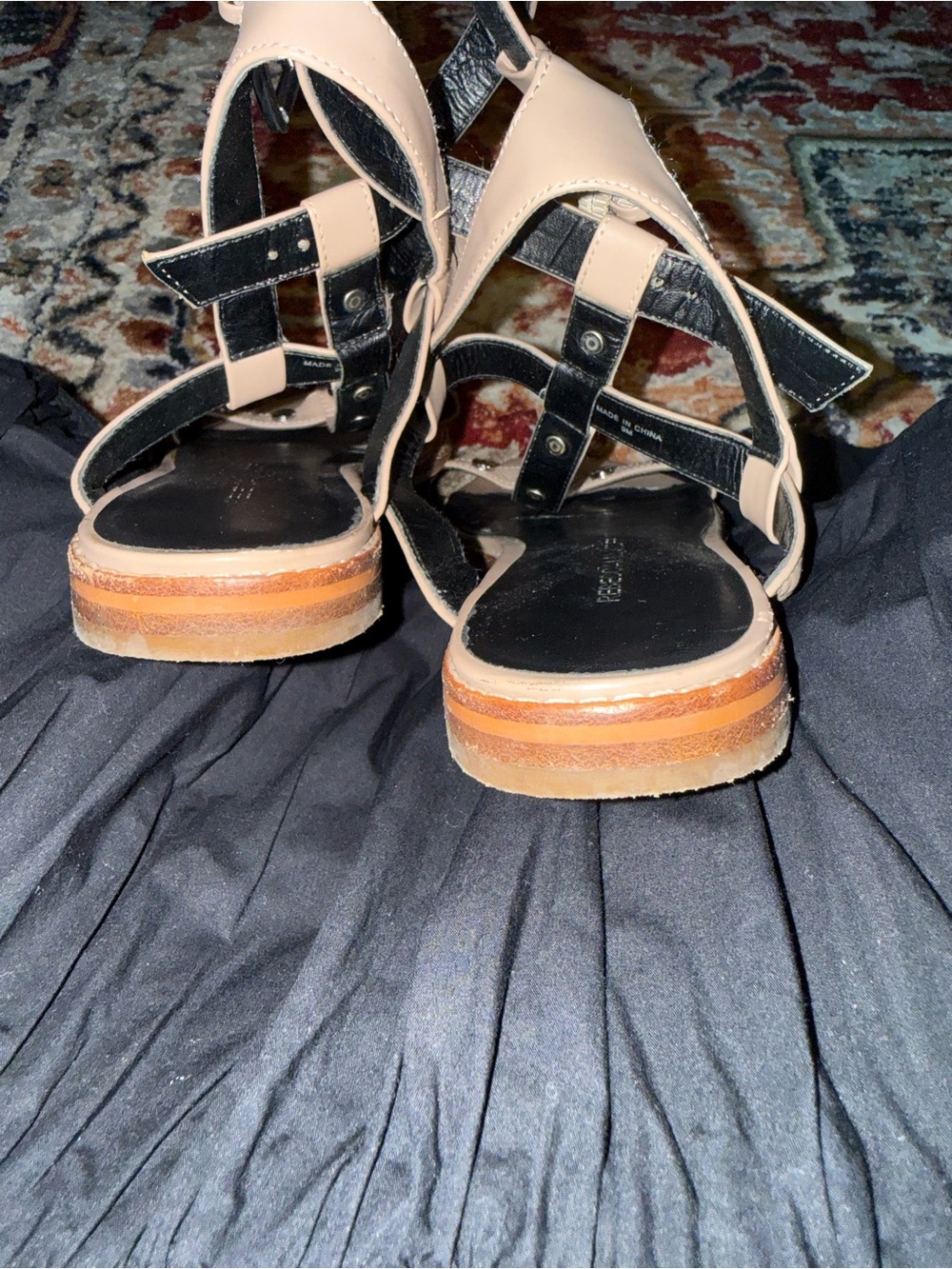 Rebecca Minkoff Beige Studded T-Strap Sandals - Picture 5 of 5